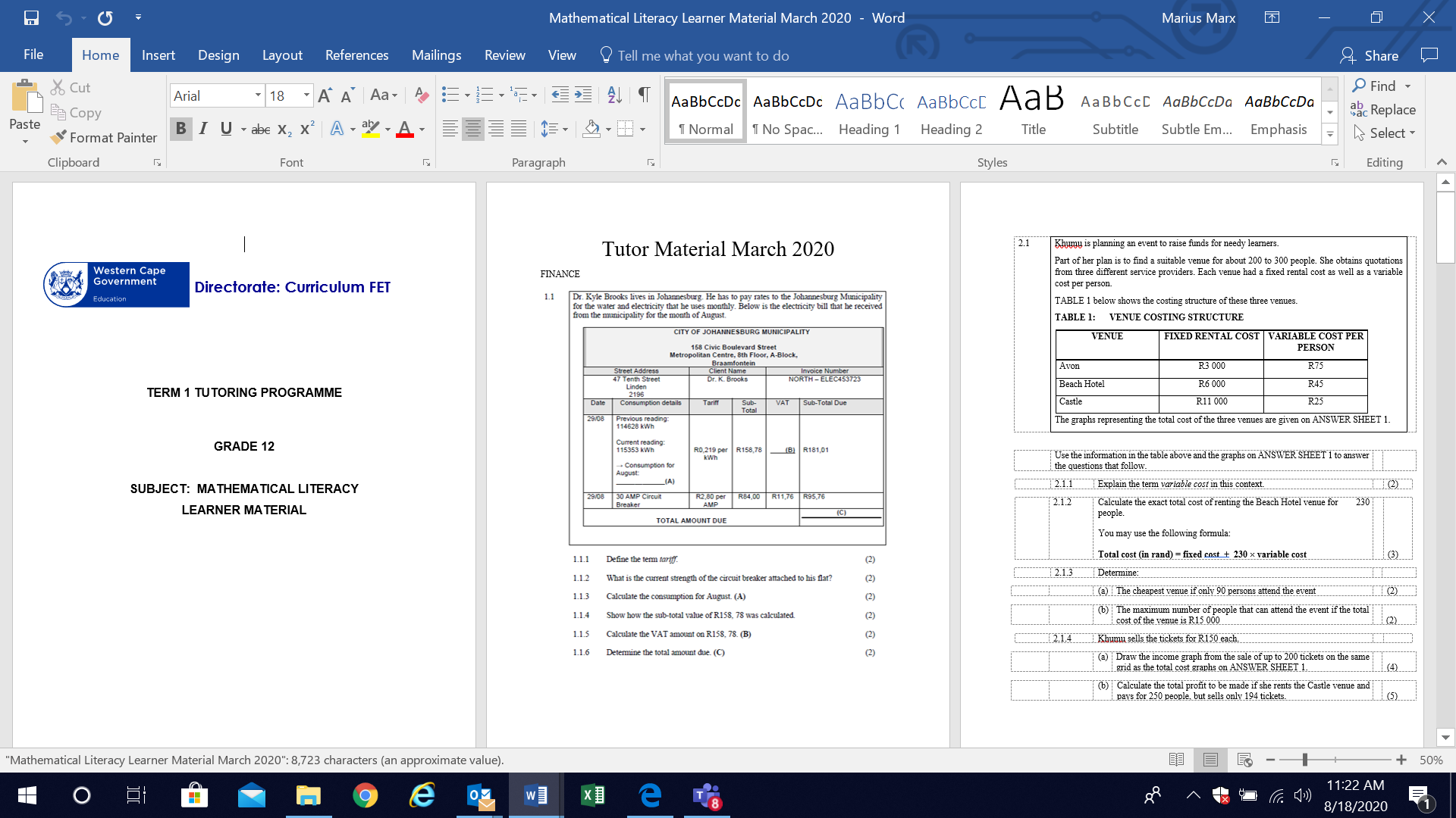 Gr 12 Mathematical Literacy T1 Revision Material WCED EPortal